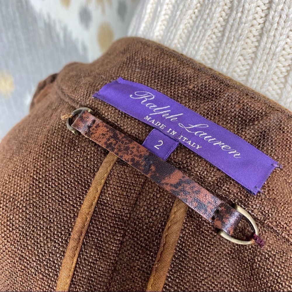 Ralph Lauren Collection Italian Linen Winslow Antique Brown Field Jacket - Picture 4 of 16